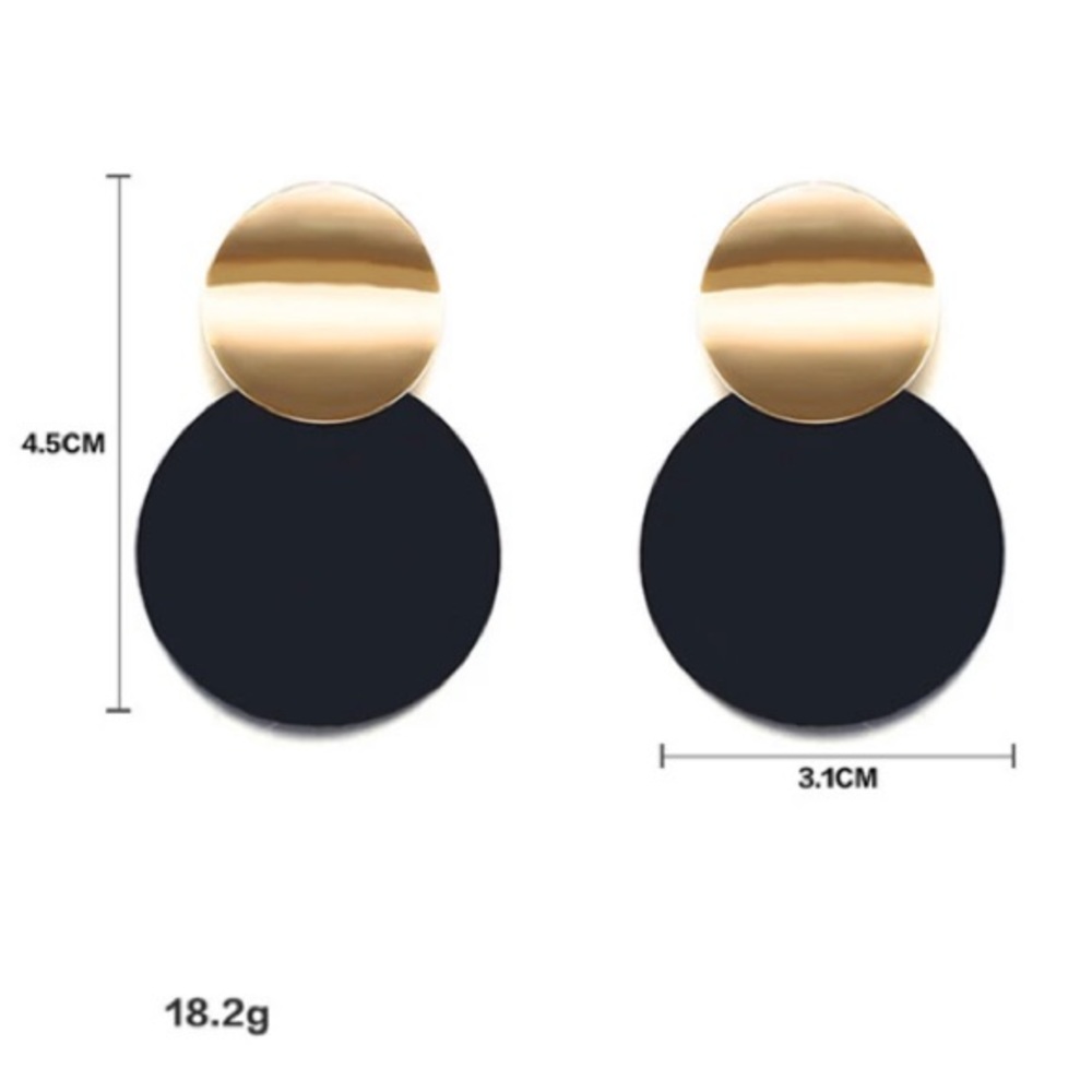 NEW!💙💎BIG🖤BOLD💛MODERN🖤CIRCLES💎💙GOLDEN BLACK - Picture 4 of 7